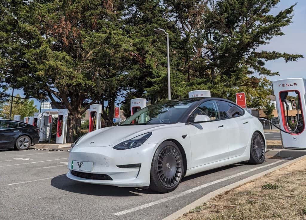 Tesla Driving from UK to France at Tesla Supercharger